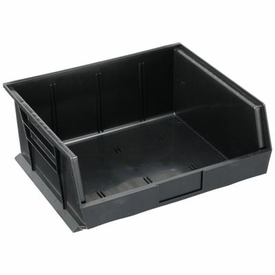 QUANTUM STORAGE SYSTEMS Hang and Stack Bin: 16 1/2 in x 14 3/4 in x 7 in, Black - Recycled Plastic Bins