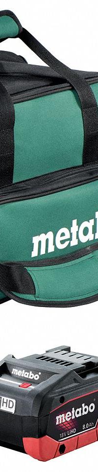 METABO Battery and Charger Kit: CORE18V®, 8 Ah, 2 Batteries Included, Charger Included, Tabbed (MPN Starter 18V 2x 8.0Ah LiHD). Key specifications — attr1278107: Not Oil-Resistant.
