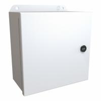 HAMMOND Electrical Enclosure: Steel, 8 in x 8 in x 4 in, NEMA 12/13/3R/4, w/Panel, Solid Cover, IP66 (MPN EJ884LG). Key specifications — Closure Method: Latches; Brand: HAMMOND; Knockouts: Not Included.