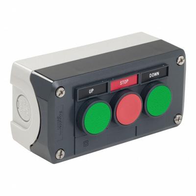 SCHNEIDER Control Station: (3) Flush Push Buttons, 0 Pilot Lights, 2NO/1NC, Up/Down - Push-Button Control Stations