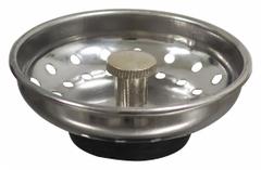 ADVANCE TABCO Strainer: 3 1/2 in Overall Dia, 1 1/2 in Overall Ht, Stainless Steel, Chrome, Silver (MPN K-310). Key specifications — Material: Stainless Steel; Color: Silver; Connection Type: Snap-In; Brand: ADVANCE TABCO; Application: Sink Drain.
