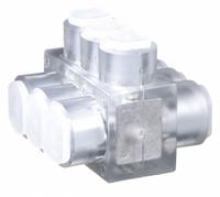BURNDY Multitap Connector: 3 Port, Double-Sided Entry, 14 AWG – 4 AWG Wire Size, Clear (MPN BIBD43). Key specifications — Body Material: Aluminum; Brand: BURNDY.