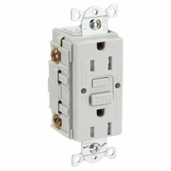 HUBBELL GFCI Receptacle: Duplex, 5-15, Gray, GFCI, 125V AC, 15 A, 2 Pole / 3 Wire (MPN GFRTW15GRY)