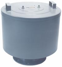 SOLBERG Filter Silencer: 6 in Flange Inlet Size, 1,100 cfm, 22 in Overall Ht, 22.5 in Outside Dia (MPN F-377P-600F). Key specifications — attr60071: F-377P-600F; attr60074: SOLBERG.