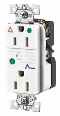 BRYANT Receptacle: Hospital Grade, Duplex, 5-15R, White, 125V AC, 15 A, 2 Pole / 3 Wire (MPN SP82IGWA)