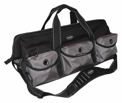 BUCKET BOSS Tool Bag: 26 in W x 26 in D x 13 in H, Black, Polyester, 29 Pockets - Polyester Wide-Mouth Tool Bags