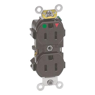 LEVITON Receptacle: Hospital Grade Fed. Spec., Duplex, 5-15R, Brown, 125V AC, 15 A - General Purpose Receptacles
