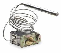 Fan Control: 40°F to 75°F Defrost Termination, 20°F Fixed Dif, SPDT, 60 in Cap Lg (MPN F25-107). Key specifications — Brand: RANCO; Constant Differential: 20 °F Fixed; Contact Form: SPDT.