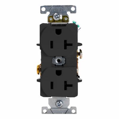 LEVITON Duplex Receptacle Outlet: Duplex, 5-20, Black, 125V AC, 20 A - General Purpose Receptacles