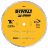 DEWALT Diamond Saw Blade: 10 in Blade Dia., 5/8 in Arbor Size, Wet, For Tile Saw, Best, Continuous (MPN DW4762). Key specifications — attr1097734: Wet; attr1097738: Tile Saw; attr1097751: DEWALT.