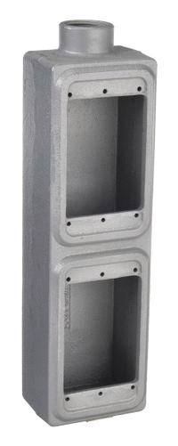 APPLETON ELECTRIC Electrical Box: Iron, Rectangular, 2 Gangs, 1/2 in Hub Size, 40 cu in Capacity (MPN FS-2T-50). Key specifications — Color: Gray; Brand: APPLETON ELECTRIC.