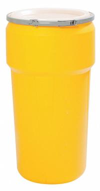 EAGLE Transport Drum: HDPE, 20 gal, Lever Lock Ring, Unlined/No Interior Coating, Metal (MPN 1623M). Key specifications — Drum Material: HDPE; Drum Head Type: Open Head; UN Rating Solids: 1H2/Y100/S; UN Rating Liquids: 1H2/X75/S; Interior Lining: Unlined/No Interior Coating; Drum Message Text: None; Closing Ring Material: Metal; For Holding: Hazardous Materials.
