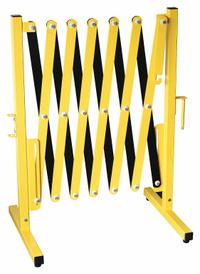 APPROVED VENDOR Portable Barricade: Accordion, Stationary, 37 1/2 in Ht, 11 1/3 ft Expanded Lg (MPN 22NY09). Key specifications — attr193635: APPROVED VENDOR; attr982495: Stationary; attr982499: Steel; attr982502: No Legend; attr982505: Stationary Foot; attr982507: Powder Coated; attr982518: No.