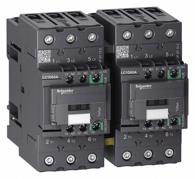 SCHNEIDER Magnetic Contactor: Reversing, 3 Poles, 3NO Contacts, 65 A - Reversing IEC Contactors