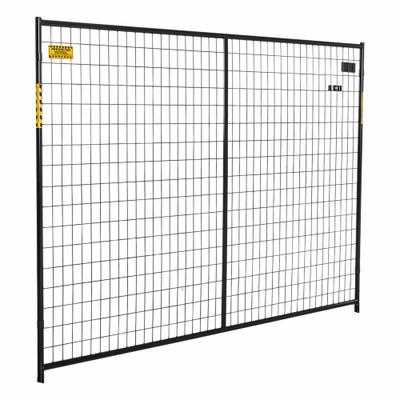 PERIMETER PATROL Security Barrier: 6 ft Ht, 7 1/2 ft Lg, Black, Single Panel, Steel - Modular Barricade Panels