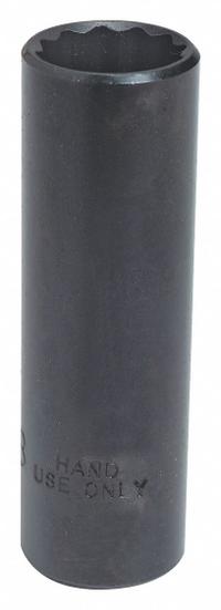 PROTO Socket: 3/8 in Drive Size, SAE, 9/16 in Socket Size, 12-Point, Deep, 2 1/8 in Overall Lg (MPN J5018B). Key specifications — attr1215501: PROTO; attr1215515: Black Oxide; attr1215518: 9/16 in.
