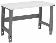 TENNSCO Workbench: Adj Ht, Plastic, 48 in x 30 in, 2,400 lb Overall Load Capacity, Gray (MPN WBA-1-3048P). Key specifications — Brand: TENNSCO.