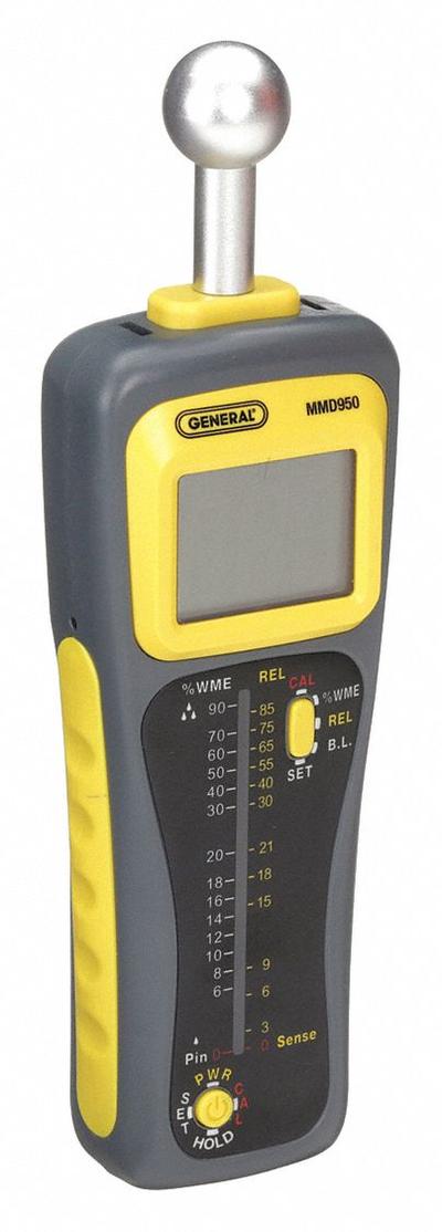 GENERAL Moisture Meter: Digital, LCD with Backlight, Pin/Pinless, Wood - Pin/Pinless Moisture Meters