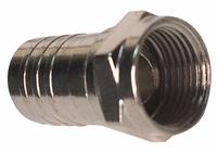 VITEK Crimp Connector: Female, Connector, Silver, Crimp-On, RG-6, 1 GHz Max Freq, F-Type, 10 PK (MPN VT-F-CRMP-RG610). Key specifications — Product Type: Connector; Brand: VITEK; Color: Silver; Finish: Chrome Plated; Gender: Female.