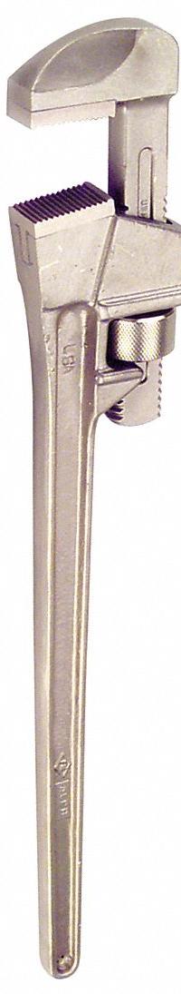 AMPCO Pipe Wrench: Aluminum Bronze, 4 1/4 in Jaw Capacity, Serrated, 24 in Overall Lg, I-Beam (MPN W-214). Key specifications — attr309808: I-Beam; attr309815: Aluminum Bronze; attr324941: AMPCO.
