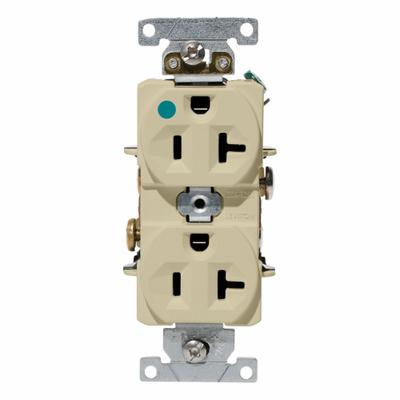 LEVITON Duplex Receptacle/Oultet, 20 Amp: Hospital Grade, Duplex, 5-20R, Ivory - General Purpose Receptacles
