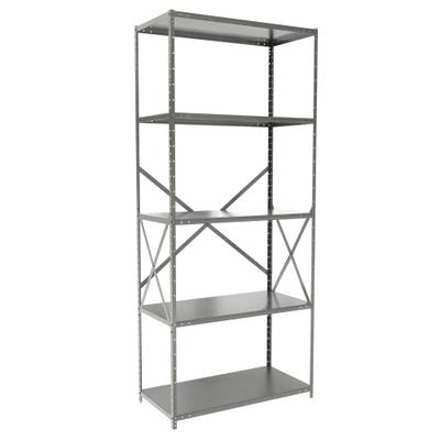 HALLOWELL Metal Shelving: Standalone, Heavy-Duty, 36 in x 18 in, 84 in Overall Ht - Heavy-Duty Standalone Open Metal Shelving