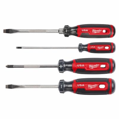 MILWAUKEE Screwdriver Set: 1-10 Pieces, 4 Pieces, Cabinet/Phillips/Slotted Tip - General Purpose Screwdriver Sets