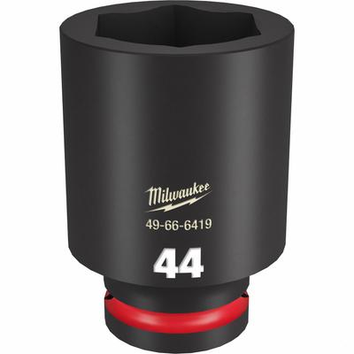 MILWAUKEE Deep Impact Socket: 3/4 in Drive Size, Metric, 44 mm Socket Size, 6-Point - 3/4" Drive Impact Sockets