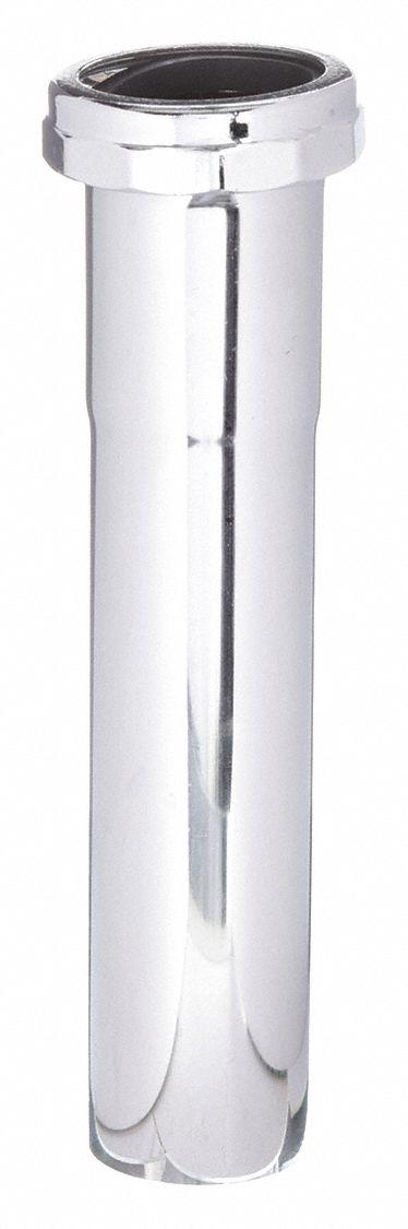 APPROVED VENDOR Extension: Brass, Chrome, Silver, 1 1/4 in Nominal Pipe Size, 6 in Overall Lg - Drain Length Extensions