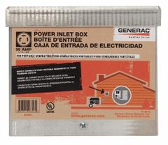 GENERAC Power Inlet Box: 30 A Current Rating, L14-30, 3GY43, Aluminum, 5 3/4 in Overall Ht (MPN 6343). Key specifications — Enclosure Material: Aluminum; Use with Transfer Switch: 3GY43; Brand: GENERAC.