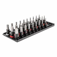TEKTON Impact Bit Socket Set: SAE/Metric/Torx, 3/8 in Drive Size, 32 Pieces, Fixed Insert (MPN SIB91202). Key specifications — attr1204730: Fixed Insert; attr1228046: 3/8 in; attr1204738: TEKTON; attr1225719: 4 to 14 mm (Hex Metric).