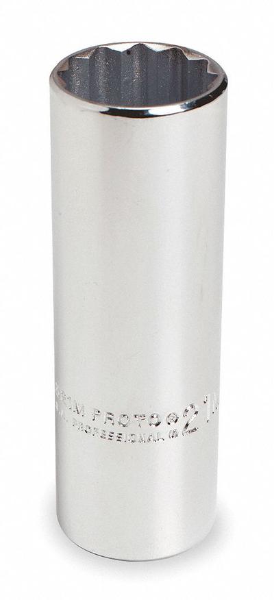 PROTO Socket: Metric, 1/2 in Drive Size, 20 mm Socket Size, 12-Point, Deep, Chrome - 1/2" Drive Hand Sockets