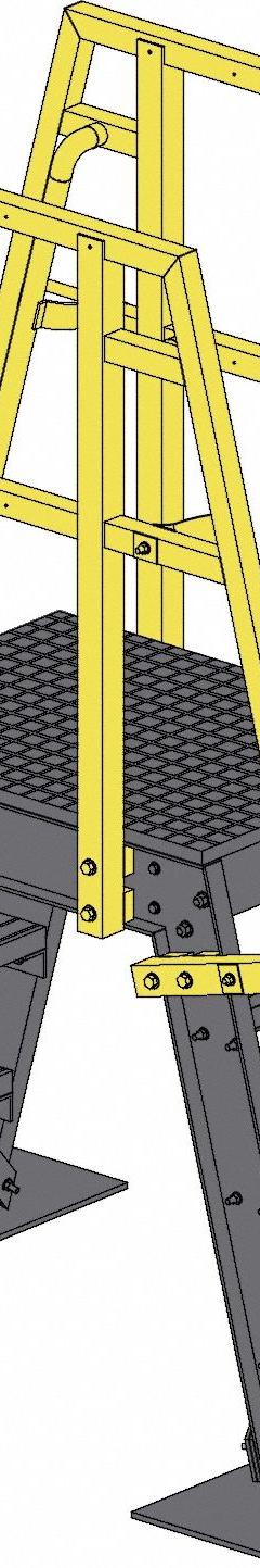 FIBERGRATE Crossover Bridge: 4.8 ft Platform Ht, FRP Composite, Open Grip, 5 Steps (MPN 875260). Key specifications — Brand: FIBERGRATE; Color: Yellow.