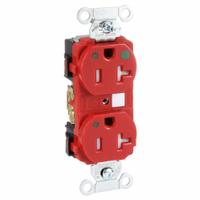 HUBBELL Receptacle: Hospital Grade Fed. Spec., Duplex, 5-20R, Red, 125V AC, 20 A, 2 Pole / 3 Wire (MPN 8300REDLTRA)
