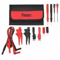 POMONA Test Lead Kit: CAT III 1000V, Alligator Clip/Spade Lug/Std Probe, 1,000 V Max Volt, 4 ft Lg (MPN 5673B). Key specifications — Brand: POMONA.