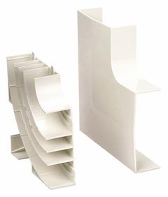 HUBBELL WIRING DEVICE-KELLEMS Flat Elbow Base and Cover: BaseTrak PB3, 4 1/2 in Wd, 1 3/4 in Ht (MPN PB3FEBCA). Key specifications — Series: BaseTrak PB3; Material: Non-Metallic; Color: Office White; For Use With: Base-Trak Raceways; Brand: HUBBELL WIRING DEVICE-KELLEMS; Item: 90 Degree Flat Elbow.