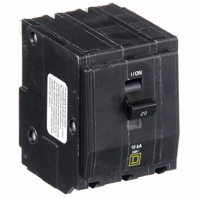 SQUARE D Miniature Circuit Breaker: 20 A, 120/240V AC, Three Phase, 10kA at 120/240V AC - QO Series, Plug-In Square D Miniature Circuit Breakers