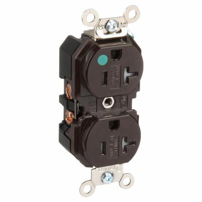 LEVITON Receptacle: Hospital Grade Fed. Spec., Duplex, 5-20R, Brown, 125V AC, 20 A - General Purpose Receptacles