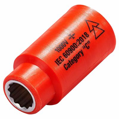 ITL Insulated Socket: 3/8 in Drive Size, 3/8 in Socket Size, 1 3/4 in Overall Lg - 3/8" Drive SAE Insulated Hand Sockets