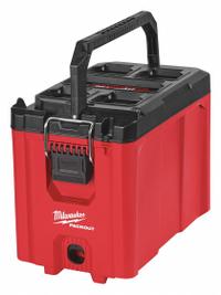 MILWAUKEE PACKOUT Tool Box: Plastic, Black/Red, 9 13/16 in W x 13 in H x 16 3/16 in D (MPN 48-22-8422). Key specifications — attr1117293: MILWAUKEE; attr1117310: Latch; attr1117382: Plastic; attr1117383: Red.