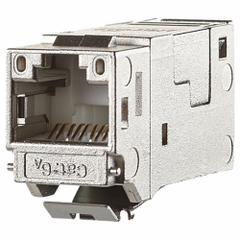 METZ CONNECT Keystone Module Jack: Cat6A, Data/HDBaseT/Power, 8 Poles, Straight, Cable, Female (MPN 130910KI). Key specifications — Housing Material: Zinc Die-Cast; Mounting Type: Cable; Connector Color: Metallike; Performance Category: Cat6A; Application: Power; Connection Type: Insulation Displacement; Connector Gender: Female; Connector Orientation: Straight.