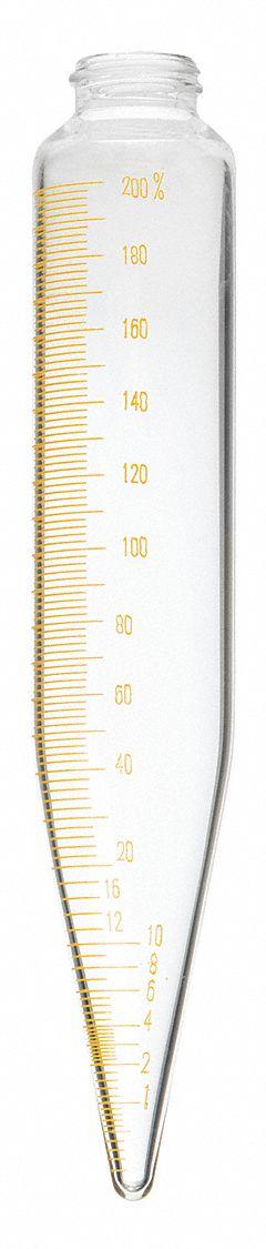 LK INDUSTRIES Centrifuge Tube: 100 mL, Centrifuge Tube, 14 mm Body Dia, 203.2 mm Overall Ht, Rubber (MPN S10CTHD). Key specifications — Graduated: Yes; Includes Closure: Yes; Body Color: Colorless; Brand: LK INDUSTRIES; Bottom Shape: Conical.