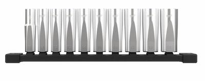 MILWAUKEE Deep Well Socket Set: 3/8 in Drive, 10 Piece, 6-Point, Metric - SAE & Metric Socket Sets