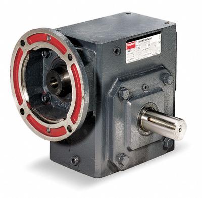 Dayton Speed Reducer: 40:1, 44 RPM, 0.5 hp Input Max, 477 in-lb Output Max, Round - Direct-Drive Right-Angle Speed Reducers