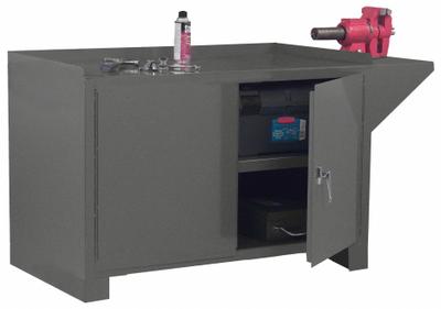 DURHAM MFG Cabinet Workbench: Steel, 48 in x 24 in, 2,000 lb Overall Load Capacity - Cabinet Benches with Shelves