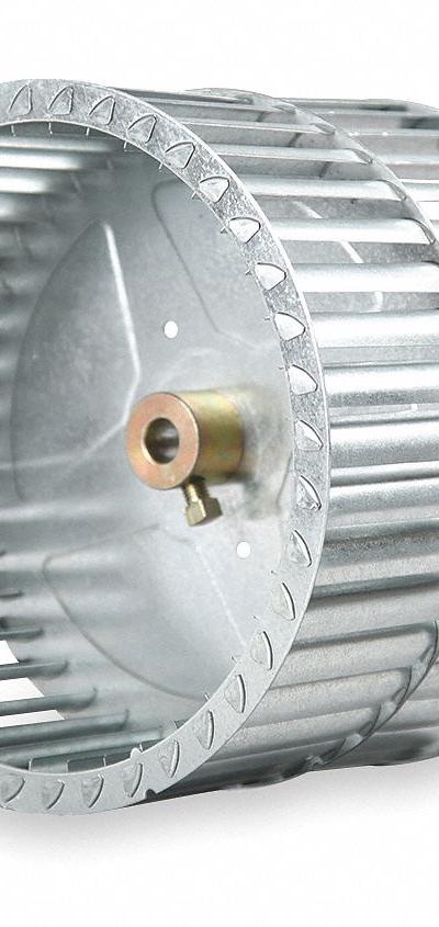 REVCOR Blower Wheel: Forward-Curved, 5 3/4 in Dia, 8 in W, CCW Hub End, Steel Wheel - Dual-Inlet Forward-Curved Blower Wheels