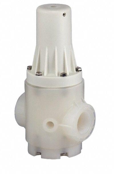 PLAST-O-MATIC Pressure Regulator: Polypropylene, FKM, NPT x NPT - Corrosive & Ultra-Pure Liquids Pressure Regulators