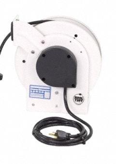 KH INDUSTRIES Cord Reel: Ratchet Lock, 50 ft Cord Lg, 12 AWG, SJOW, 5-20P Cord Lg, 5-20P, White (MPN RTAN3LW-WC520-J12K). Key specifications — Retractable Cord Ending NEMA Configuration: 5-20P; Feeder Cord Ending NEMA Configuration: 5-20P; Brand: KH INDUSTRIES.