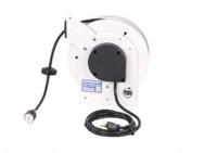 KH INDUSTRIES Cord Reel: Ratchet Lock, 50 ft Cord Lg, 12 AWG, SJOW, 5-20P Cord Lg, 5-20P, White (MPN RTAN3LW-WC520-J12K). Key specifications — Retractable Cord Ending NEMA Configuration: 5-20P; Feeder Cord Ending NEMA Configuration: 5-20P; Brand: KH INDUSTRIES.