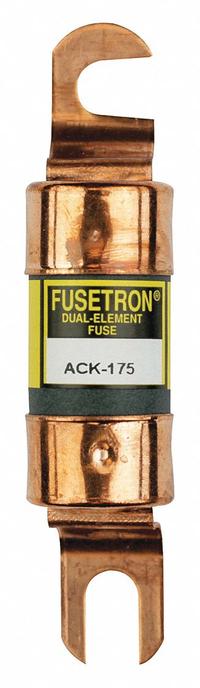 BUSSMANN Forklift Limiter Fuse: ACK Series, Bolt-On, Flat, Gen Purpose, 175 A, 72 V DC, AC Only (MPN ACK-175). Key specifications — Brand: BUSSMANN; Series: ACK.